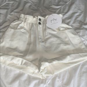 Princess polly white paper bag jean shorts